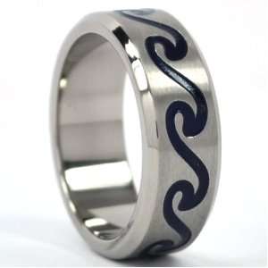   mm Titanium Ring with Navy Blue Waves Rumors Jewelry Company Jewelry