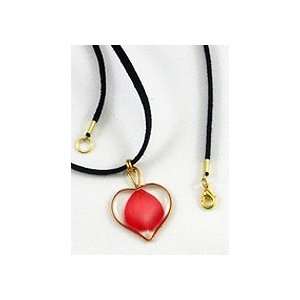  REAL FLOWER Red Rose Pendant Necklace Heart & Cord S 