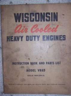 1960s Wisconsin Air Cooled Engine VR4D Manual Parts h  