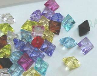 40 Acrylic faceted square beads Mixed color c013  