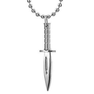 MEN 316L Steel Rambo Knife Pendant Army Style Chain NEW  
