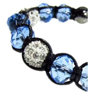  Blue Topaz Color Bead Crystal Ball Zen Bracelet Jewelry