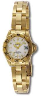 Invicta 8945 Womens Pro Diver White Dial Gold Tone Watch  