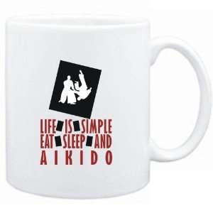  Mug White  Life is simple Eat, sleep and Aikido  Sports 