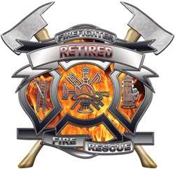 Retired Firefighter Gift Inferno Flames Decal FF110  