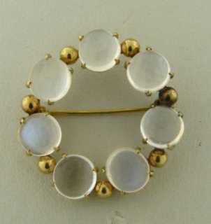 Antique Opalescent 8.75 Moonstone 14K Gold Brooch  