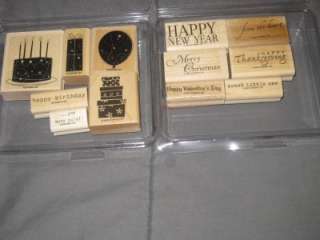   Up LOT 2 RUBBER STAMP SETS, HOLIDAYS & WISHES, BIRTHDAY WHIMSY  