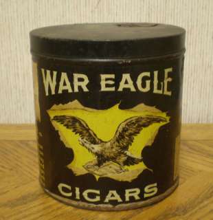 Vintage War Eagle Cigars Humidor Can, Advertising Tin  