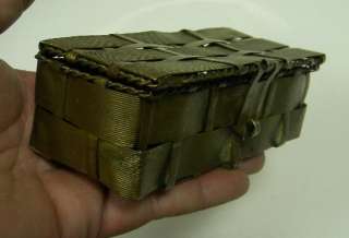 ANTIQUE CHEST Trinket COFFER BOX metal BRASS RECTANGLE  