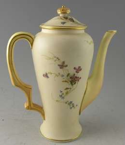   Hand Painted Royal Worcester Coffee Pot or Teapot   Purple Mark  