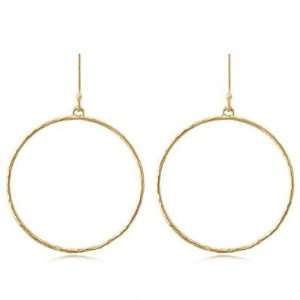  18k Gold Vermiel and 925 Sterling Silver Open Hoop Dangle Earrings 