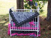 NEW ZEBRA POLKA DOTS mini crib or porta bedding set  
