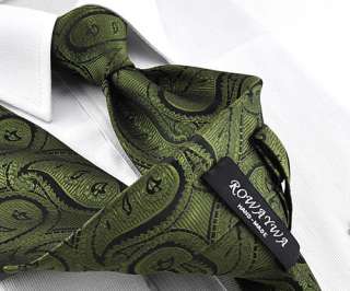 Black green Paisley silk Tie Mens NeckTie cufflink 99  