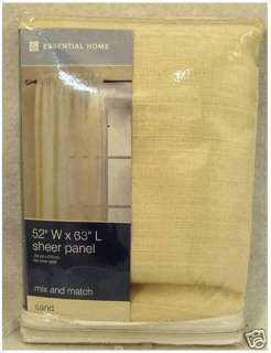 NEW Window Sheer Panel Sand Color 52 x 63 L Curtains  