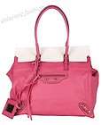 BALENCIAGA Papier Flap Pink Two Tone Leather Shopping Tote Bag Handbag 