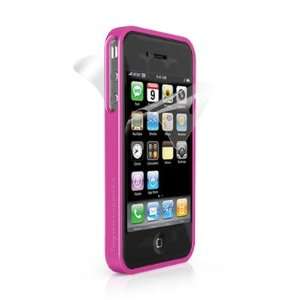   SILICONE TRIM CASE WITH DUAL FILMS   PINK Cell Phones & Accessories