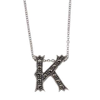 MARC Sterling Silver Marcasite Initial K Necklace  