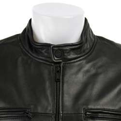 Guess Mens Leather Moto Jacket  