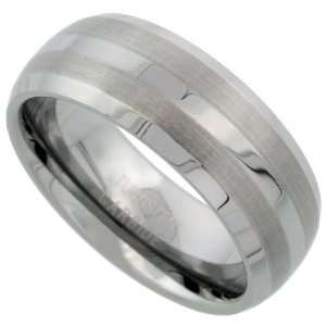 Tungsten Carbide 8 mm (5/16 in.) Comfort Fit Dome Wedding Band Ring w 