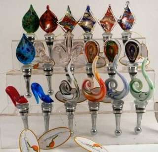 Glass Wine Stopper Bottle Art & Murano Glass Fleur de Lis, Shoes NEW 