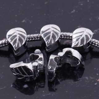   Leaf European Stopper Clip Lock Beads Charms Fit Snake Chains  