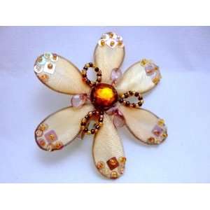  NEW Whimsical Cream Beaded Flower Hair Clip and Pin 