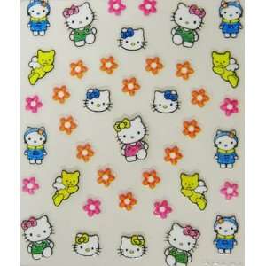  XH 2012 latest 3D hello kitty nail sticker with flowers 