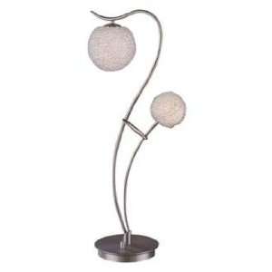    Sand Chrome Twin Arm Glass Ball Table Lamp
