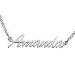 Sterling Silver Amanda Script Name Necklace  