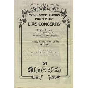 Incredible String Band Seatrain Orig Concert Ad 1971 