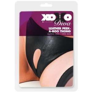  Xoxo leather peek a boo thong black o/s Health & Personal 