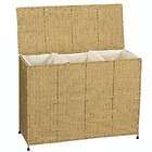   Quality Woven Seagrass Triple Laundry Sorter with Removable Bags. NEW