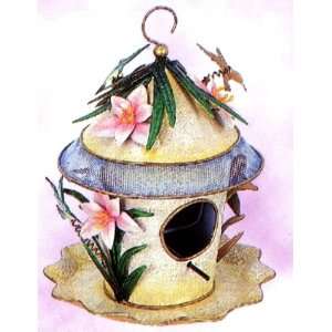  Hummingbird with Lily Outdoor Hanging Combination Birdhouse & Bird 