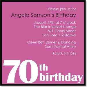  70th Birthday Party Pink And Black Invitations Everything 