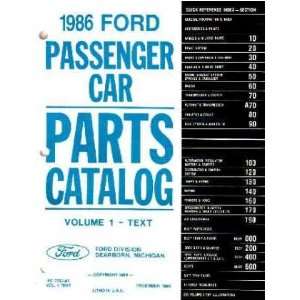  1986 FORD Parts Book List Guide Catalog Manual Automotive