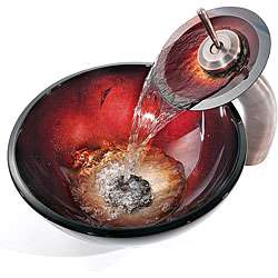 Kraus 14 inch Irruption Red Sink/ Waterfall Faucet Orb  