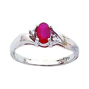  14K White Gold Ruby & .02ct Diamond Ring Jewelry