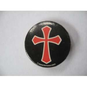  Red Gothic Cross Button 