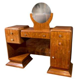 Antique Bedroom French Art Deco Mirrored Vanity Desk  