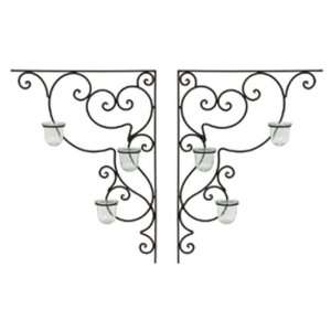 Wrought Iron Candle Holder Votive Ornate Wall Décor Set of 2  