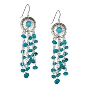  Sterling Silver Turquoise Concho Earrings with Nugget 