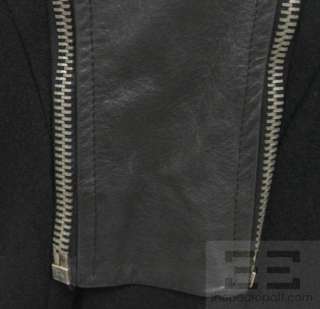 Rick Owens Black Cashmere Fleece, Leather & Denim Double Zip Jacket 