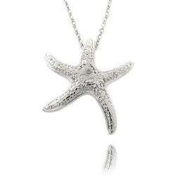 Fusion Silvertone Diamond Accent Starfish Necklace  