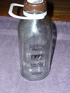 Vintage Rock Springs Dairy Chocolate Milk Glass Jug Container w/Top 