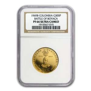  Colombia 1969 300 Pesos Gold Proof Battle of Boyaca PR66UC 