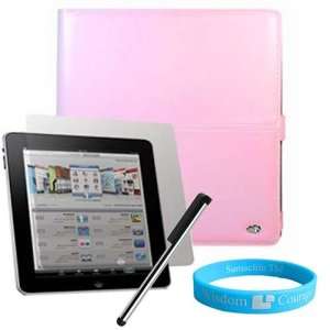  Pink Melrose Leather Case for Apple iPad + Screen Protector 