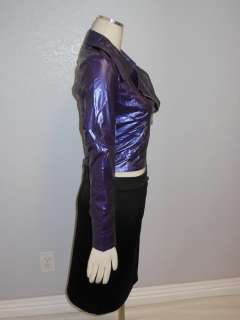   plastinina Purple Wet Effect Motorcycle Stylish Jacket XXS XS S  