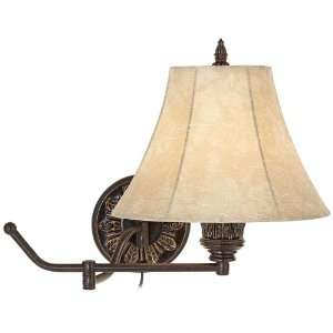  Set of 2 Bronze Plug In Swing Arm Wall Lamps