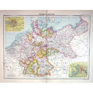  Bartholomew Map C1900 German Empire Berlin Hamburg Bavaria 