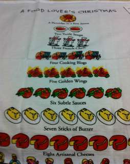 NEW 12 Days of Christmas Kitchen Hand Towel   A Food Lovers Christmas 